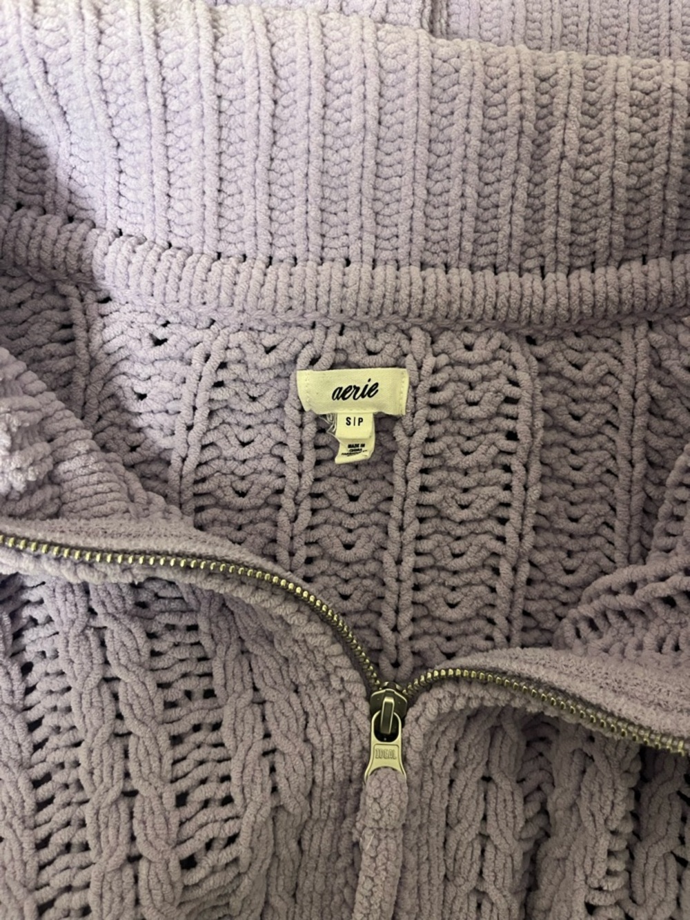 aerie Lavender Cable-Knit Quarter Zip Pullover - Picture 4 of 4